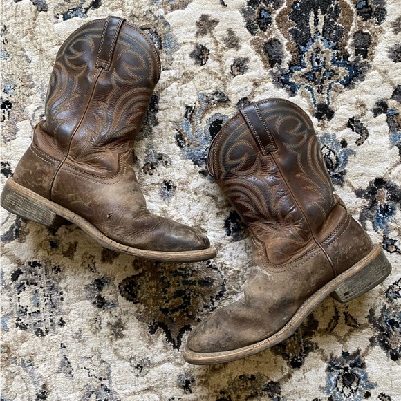 Ariat Brown Size 9.5 D Men Leather Work Western Square Toe Cowboy Boots - Picture 9 of 9